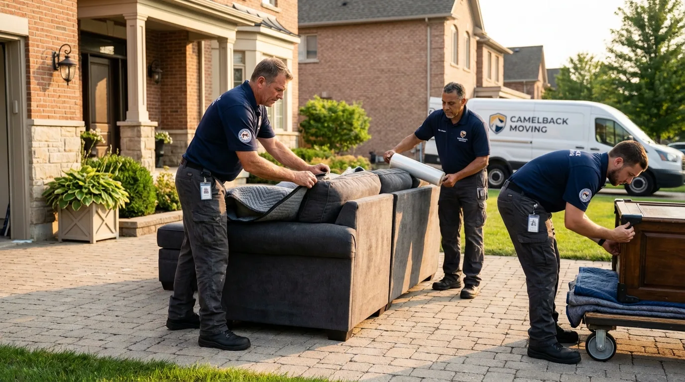 Large estate moving crew wrapping furniture in Citronelle, AL